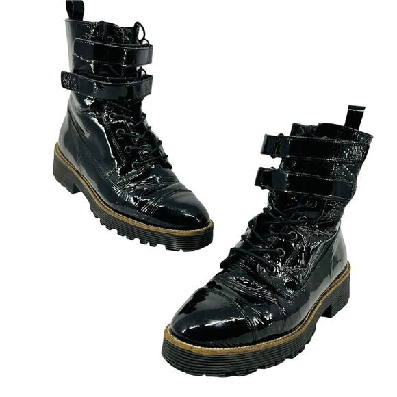 Shellys London Tyra Zip Moto Combat Biker Boot Womens Size 38 - Picture 1 of 9